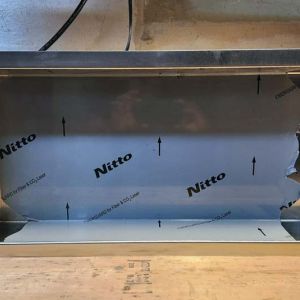 Stainless shower shelf, polished to blend, #4 Finish